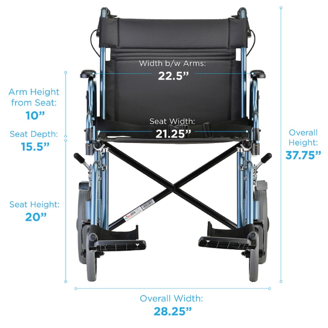 Heavy Duty Transport Chair with 12