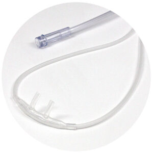 A clear nasal cannula.